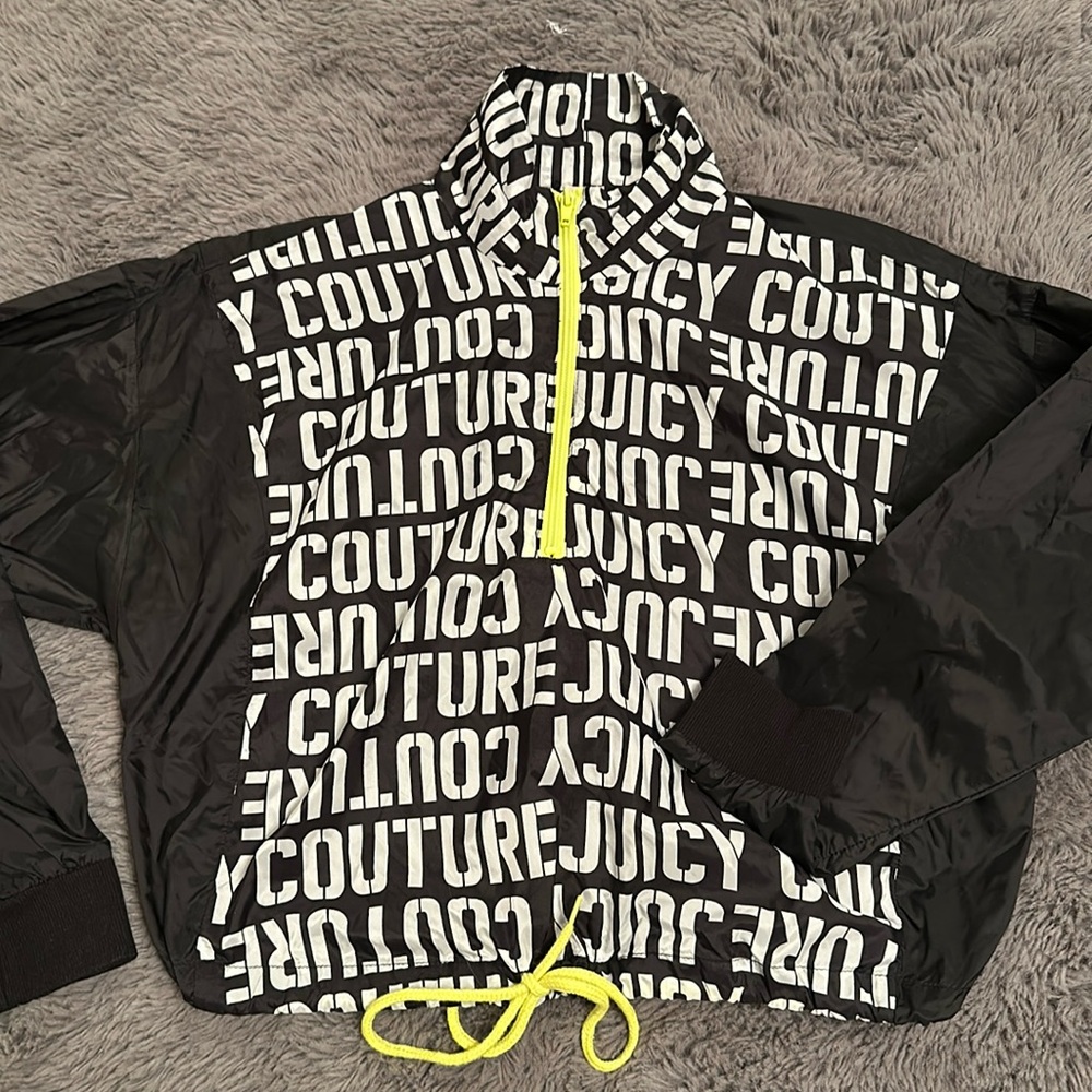 Juicy by Juicy Couture Colorblock Monogram Quarter Zip Windbreaker Size Small - Picture 2 of 7